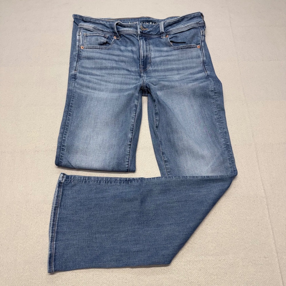 American Eagle Kick Boot Jeans Womens 12 Denim Blue Next Level Stretch Bootcut